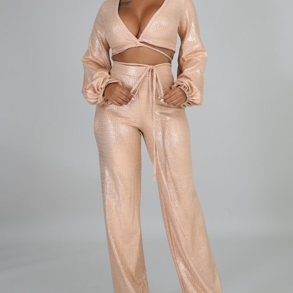 Gold Metallic Two Piece - Picture 3 of 5